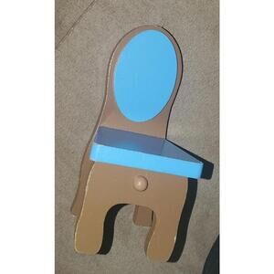 KidKraft Wooden Dollhouse Chair Blue Seat Brown Wood Single Doll Furniture